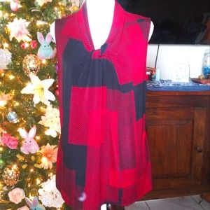 Karl Lagerfeld Black & Red Sleeveless Blouse Size Medium